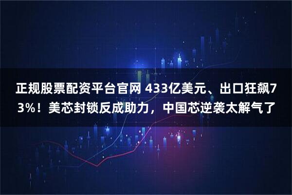 正规股票配资平台官网 433亿美元、出口狂飙73%！美芯封锁反成助力，中国芯逆袭太解气了